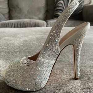 White BLING Platform heels